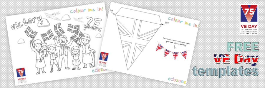 VE Day colouring templates