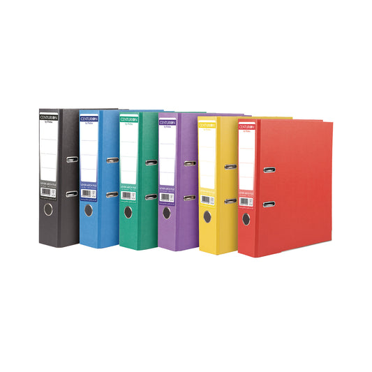 A4 Lever Arch File 2 Ring Gloss Cover 63mm Capacity Assorted Colour