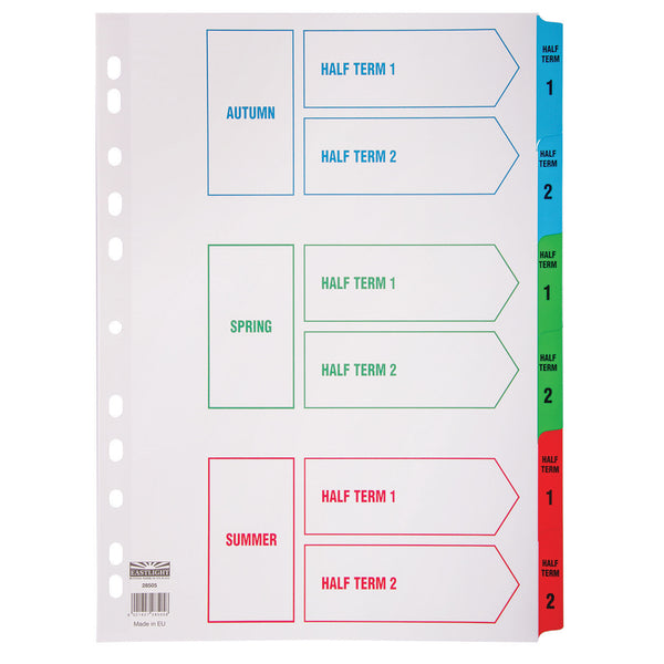 Multi Punched Tabbed Dividers School Terms
