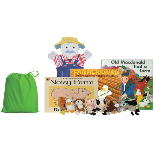 Farm Literacy Finger Puppets & Book Set