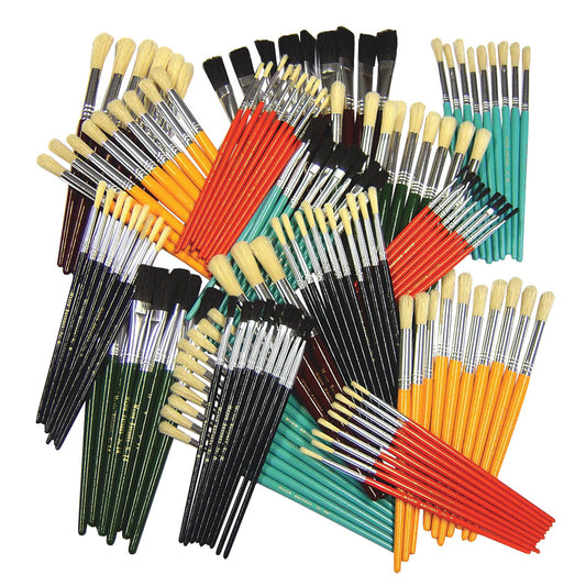 Hog Hair Round and Flat Short Handle Brush Set