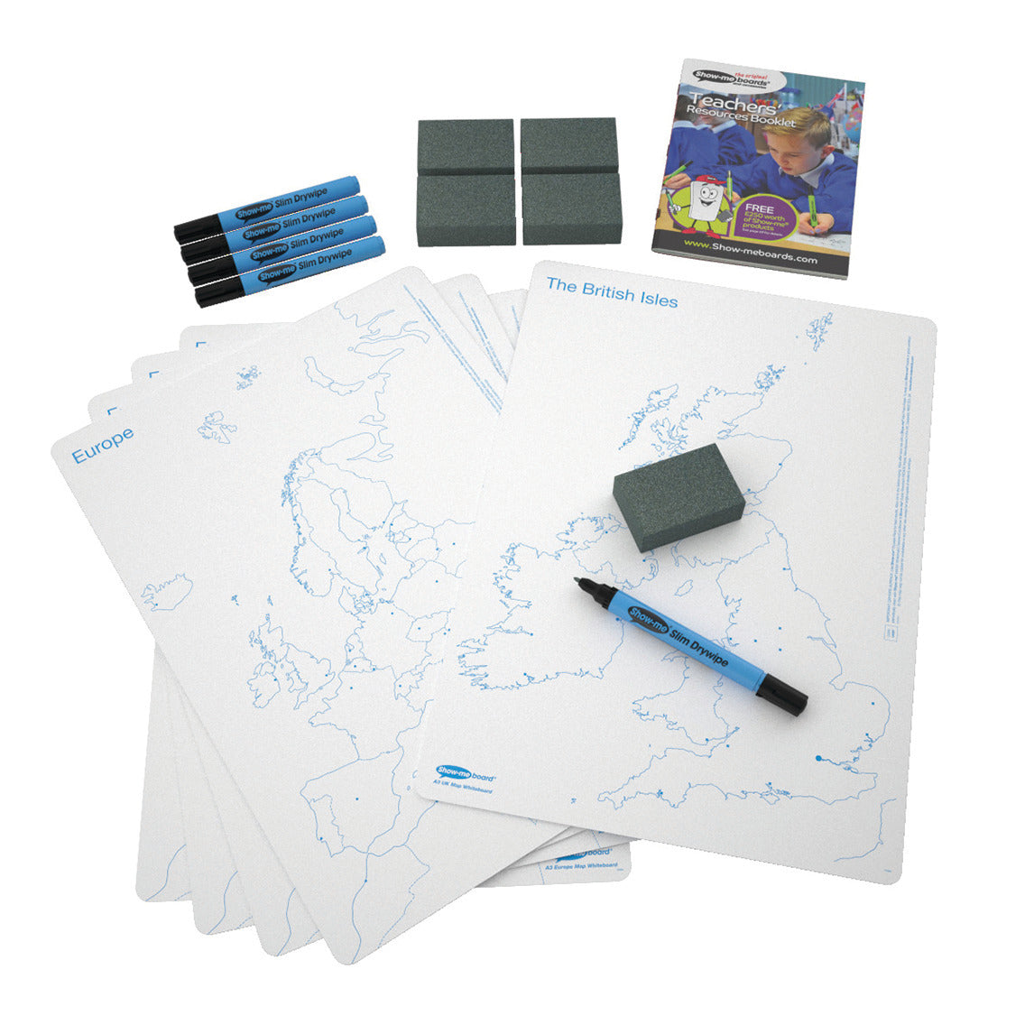 Show-me® A3 UK and Europe Boards, Small Pack 5 Sets