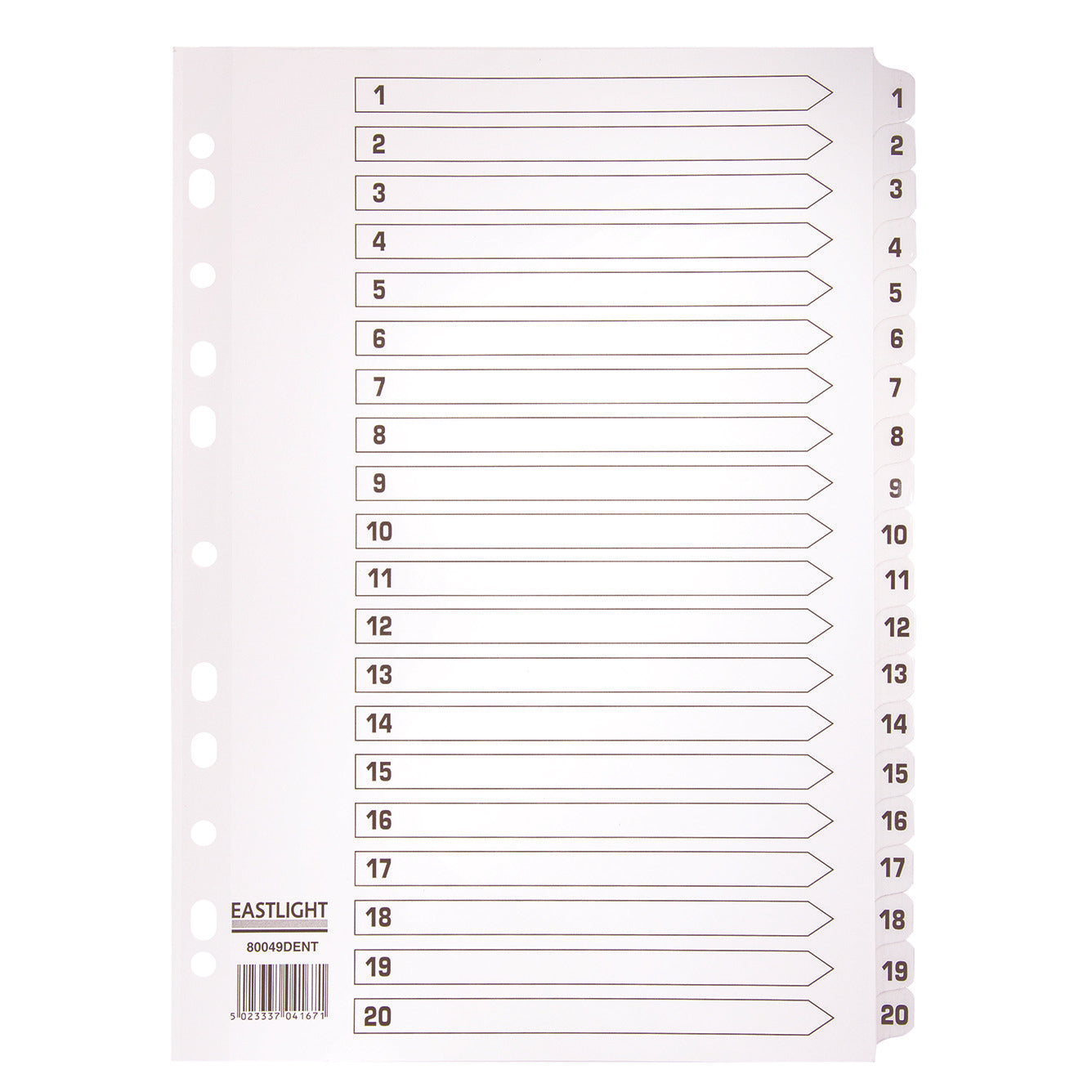 Multi Punched Tabbed Dividers 1-20