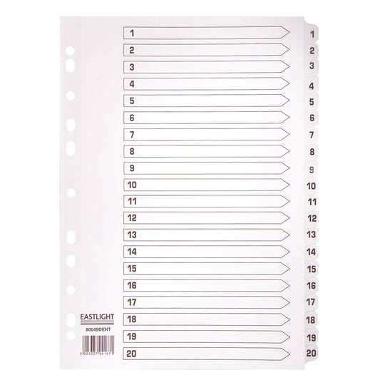 Multi Punched Tabbed Dividers 1-20