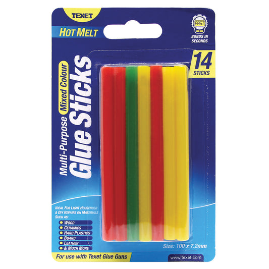 Texet Mixed Colour Hot Melt Glue Sticks