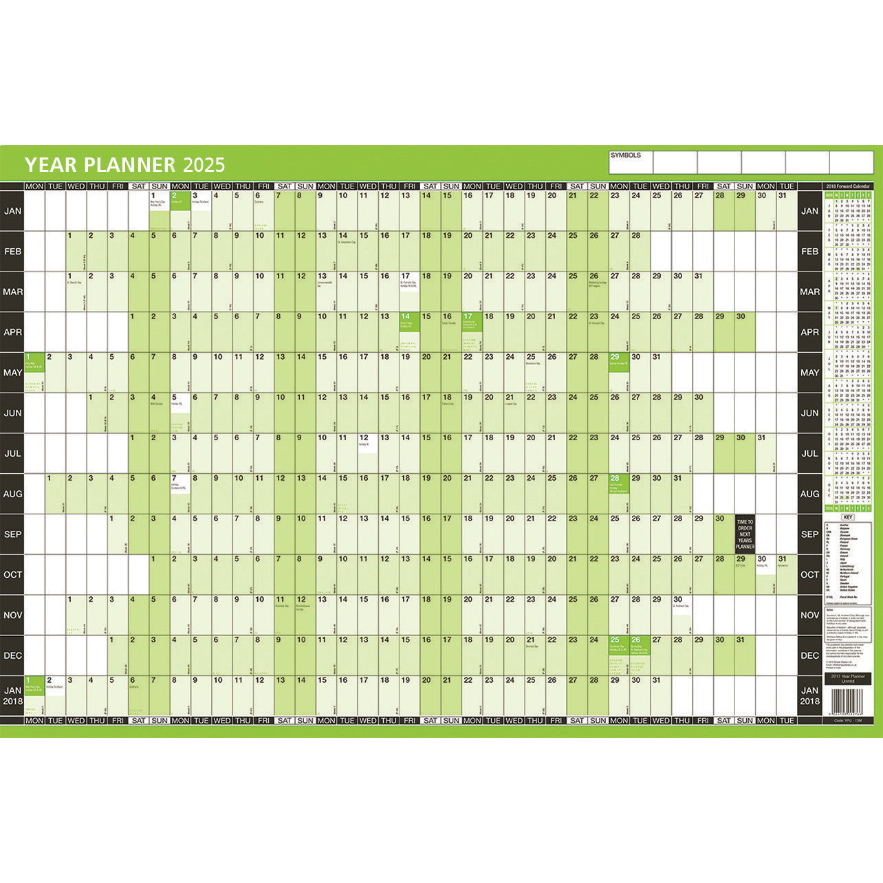 2025 Calendar Year Planner Unmounted
