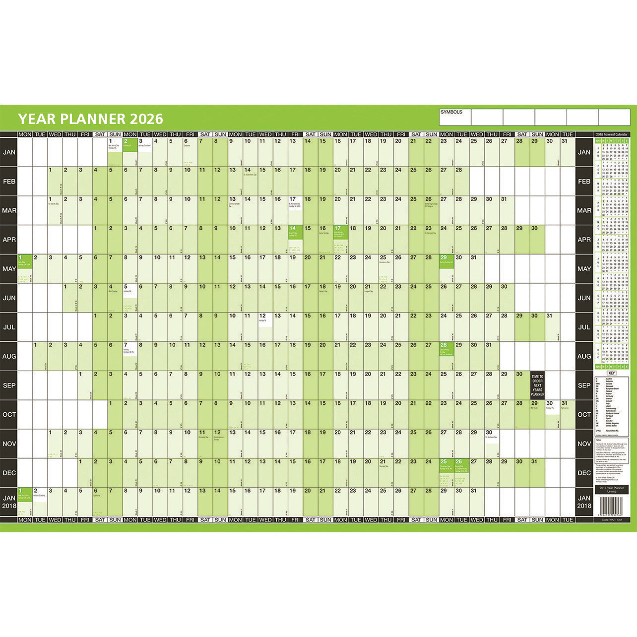 2026 Unmounted Calendar Year Planner