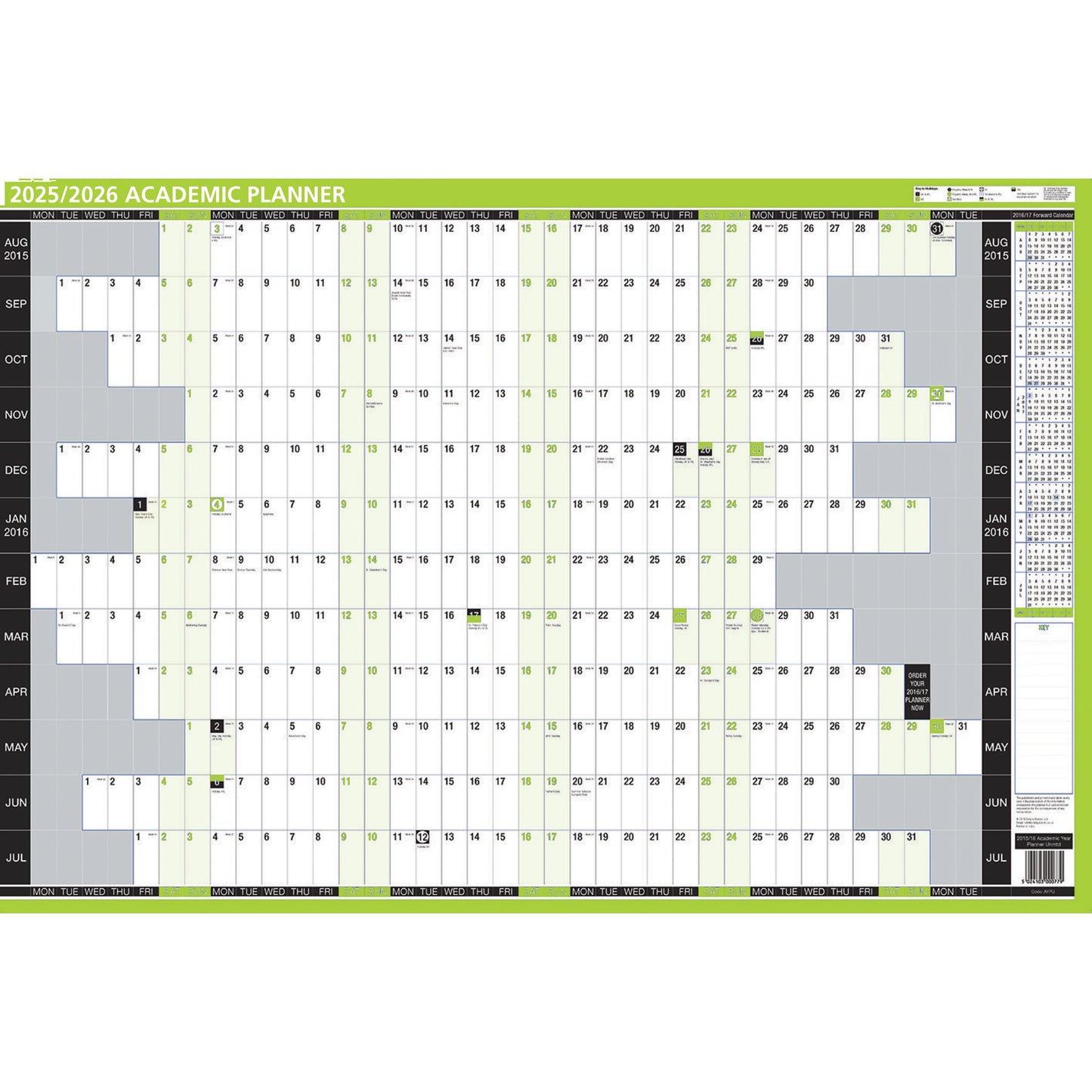 Academic Wall Calendar 2025/26 (Unmounted)