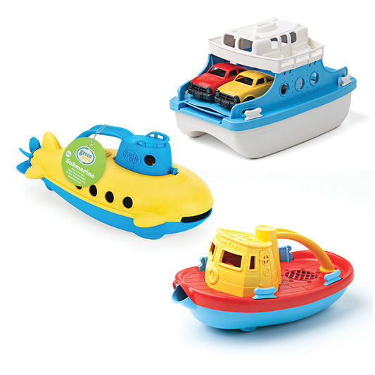 Submarine, Tugboat and Ferry Boat with Cars