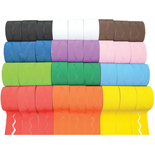 Class Pack Corrugated Border Rolls Assorted Colours