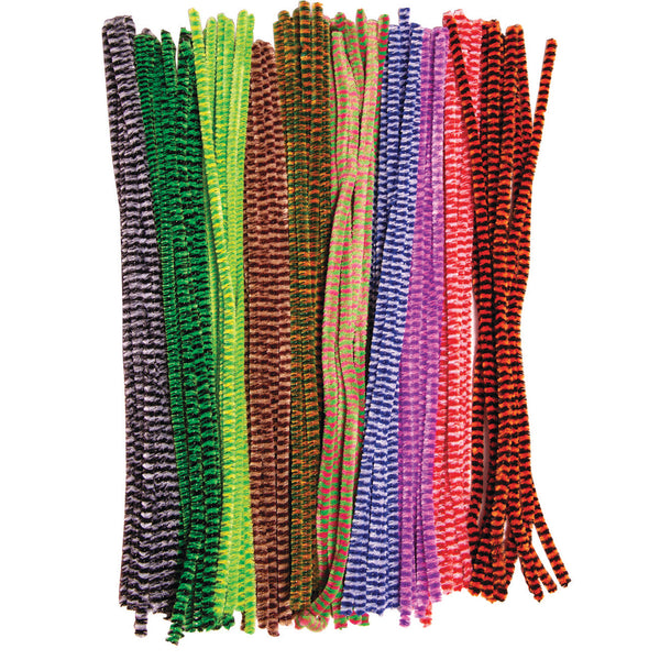6mm Wide Chenille Stripy Pipe Cleaners