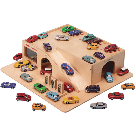 Wooden Garage & Die Cast Cars