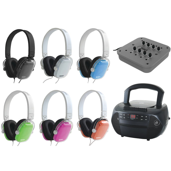 CD/Radio/Cassette Classroom Set with Coloured Headphones