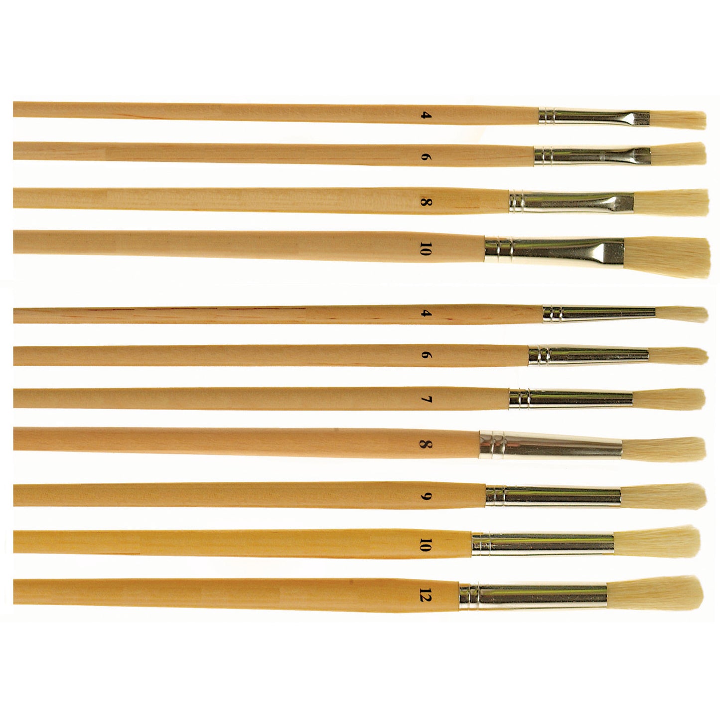 Hog Bristle Round Tip Long Handle Paint Brush