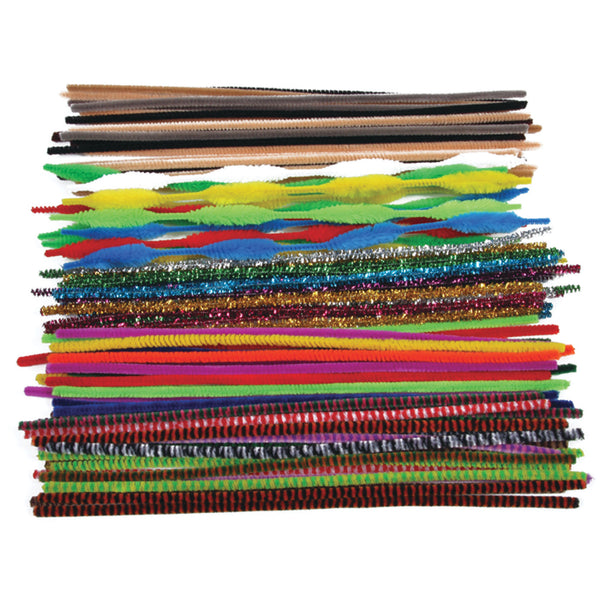 6mm Wide Chenille Pipe Cleaners - Assorted Bulk Pack