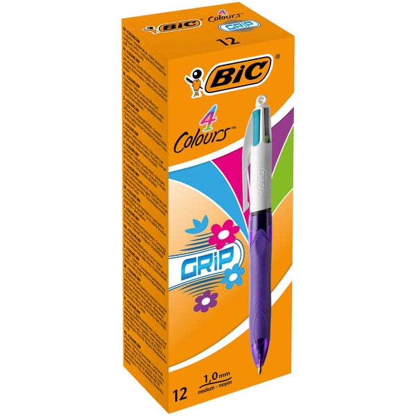 BiC® 4 Colours Fun Grip Ballpoint Pens