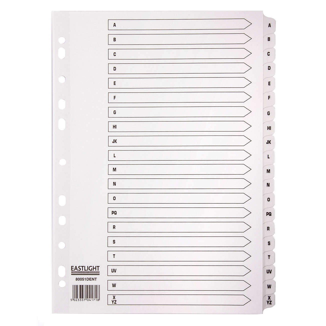 Multi Punched Tabbed Dividers A-Z Grey Tabs