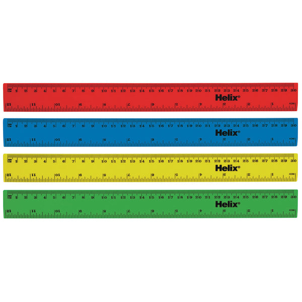 Helix® Coloured 30cm Plastic Ruler
