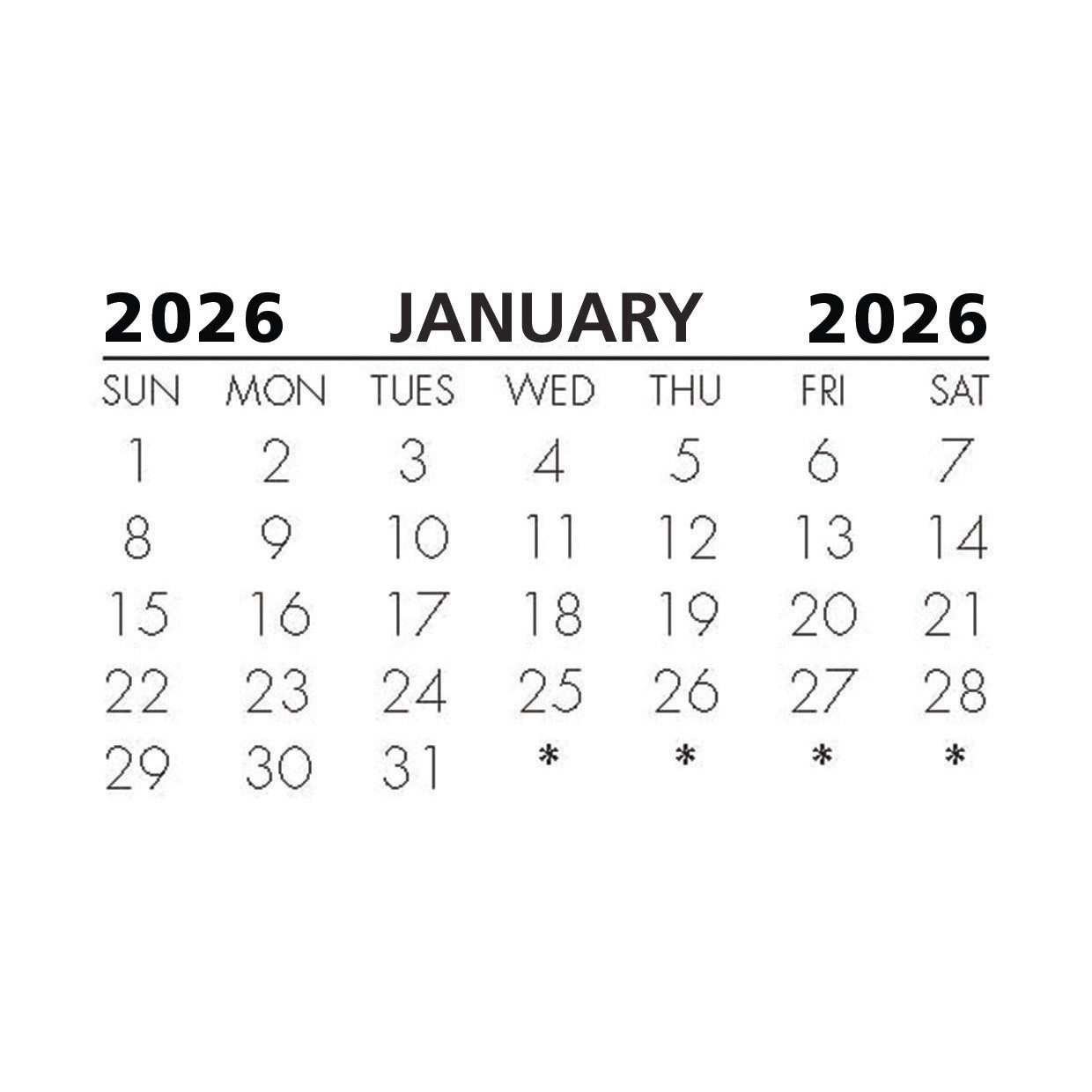 2026 Calendar Tabs