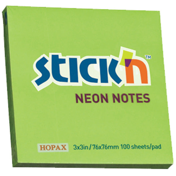 Stick 'N Neon Green Square Notes