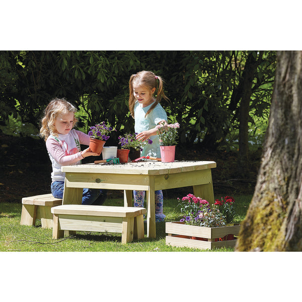 Square Table & Bench Set