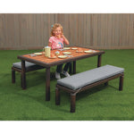 Outdoor Wicker Effect Table & 2 Bench Set