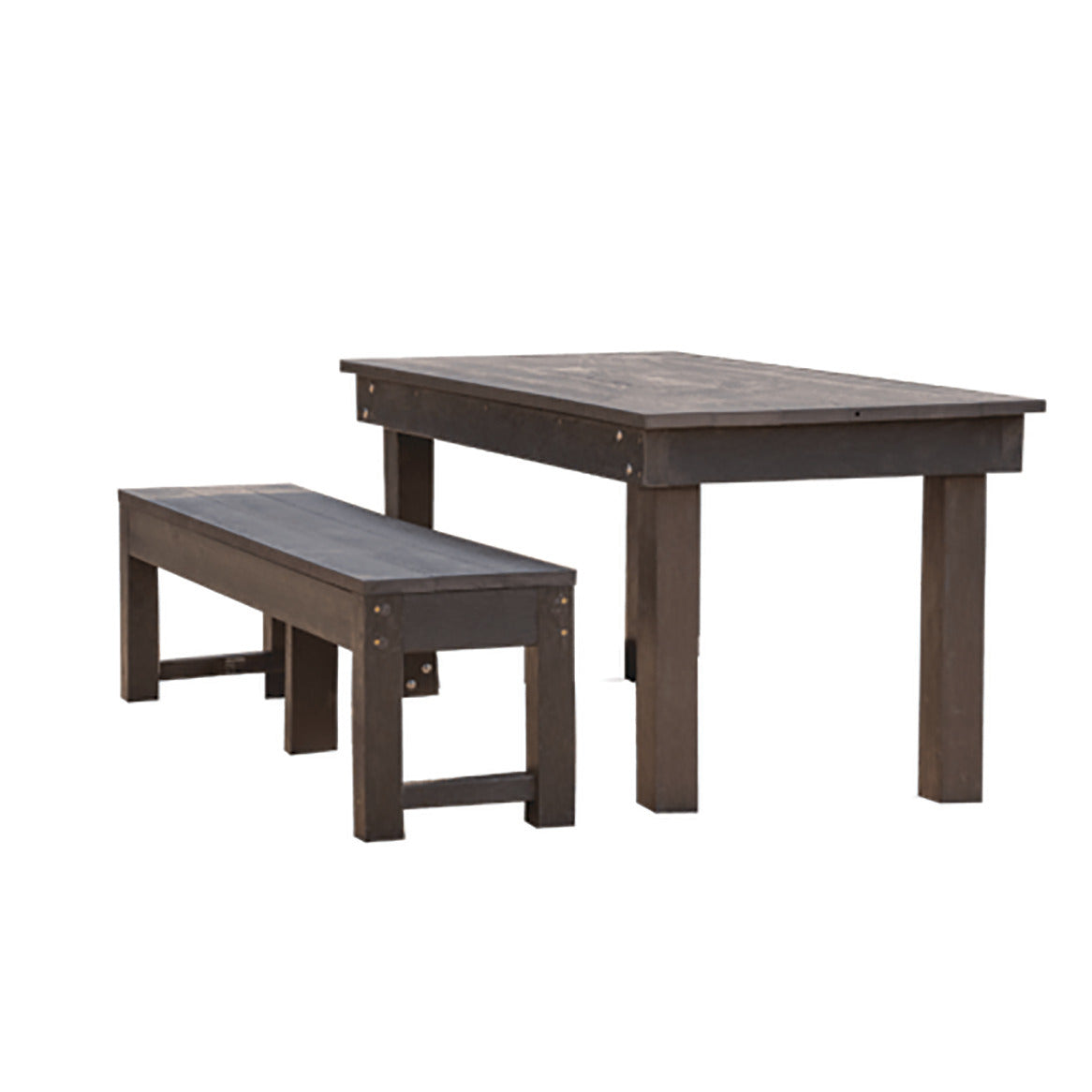 Freestanding Table & Bench Set Black